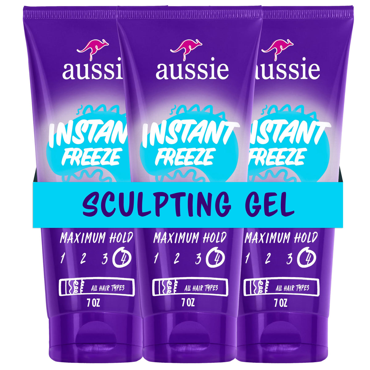 Aussie Instant Freeze Sculpting Hair Gel triple pack front view