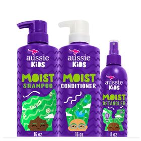 Aussie Kids Hair Care Bundle Set including shampoo, conditioner, and detangler spray