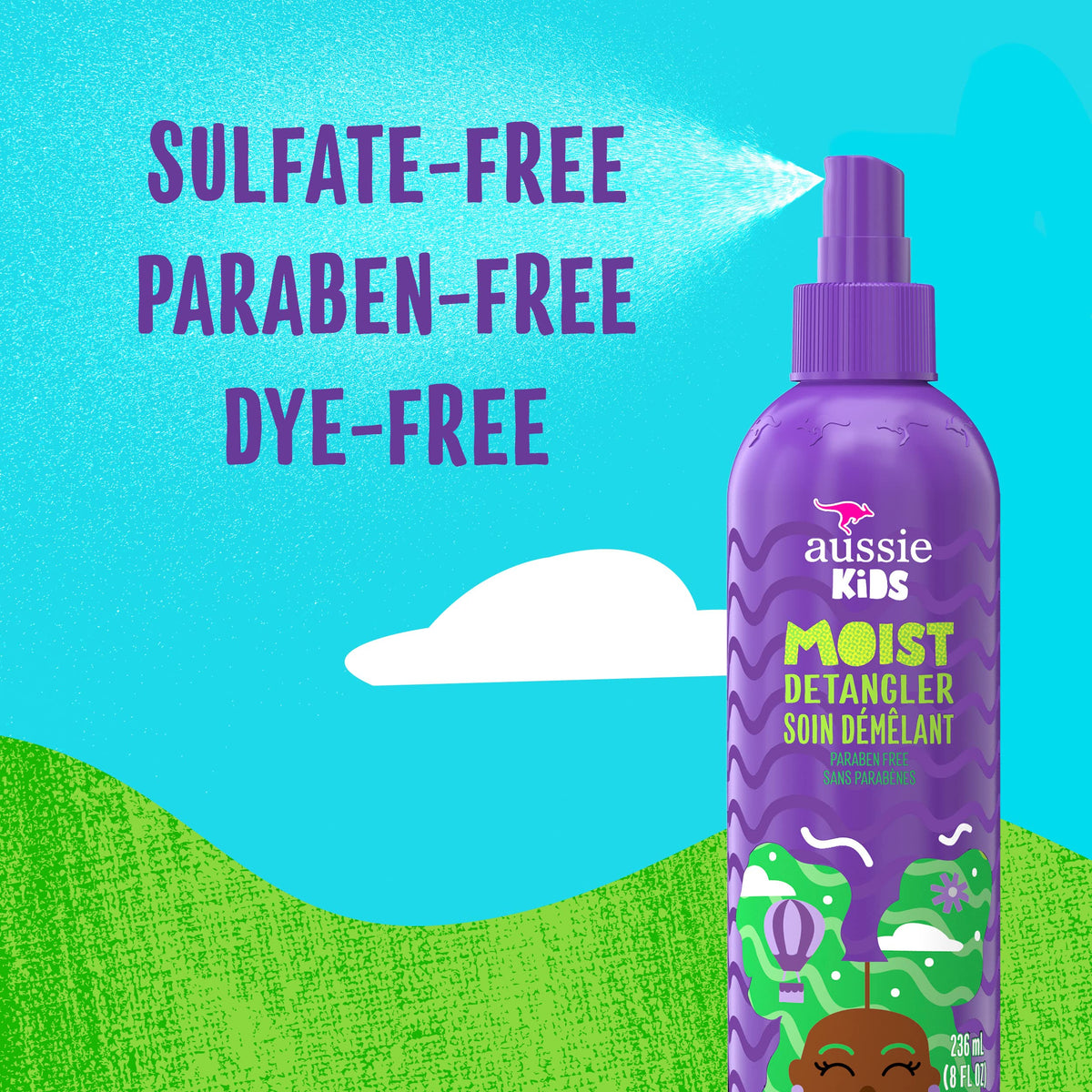 Aussie Kids Moist Detangler Spray bottle side view