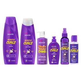 Aussie Miracle Curls 6-Piece Set displayed on a bathroom counter