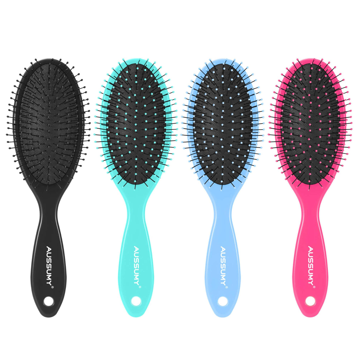 Aussumy Detangling Hair Brush front view with soft bristles