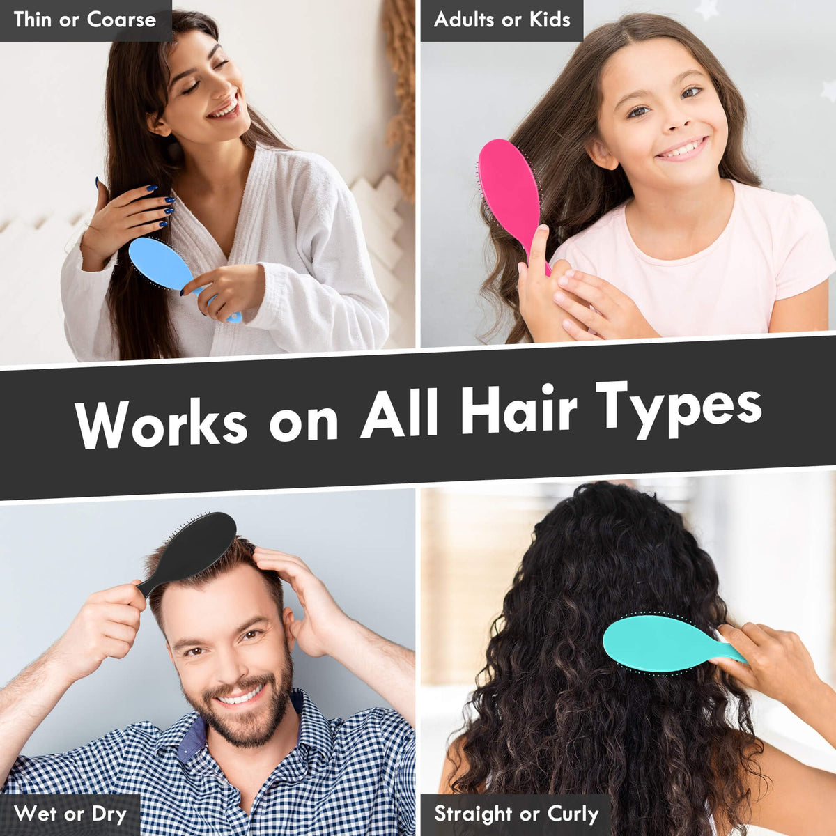 Aussumy Detangling Hair Brush in a bathroom setting