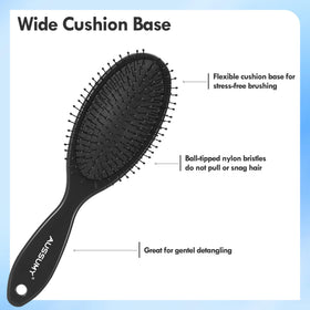 Aussumy Detangling Hair Brush side view showing flexible bristles