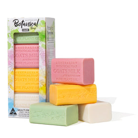 Australian Botanical Goat Milk Soap Collection front view with eight bars