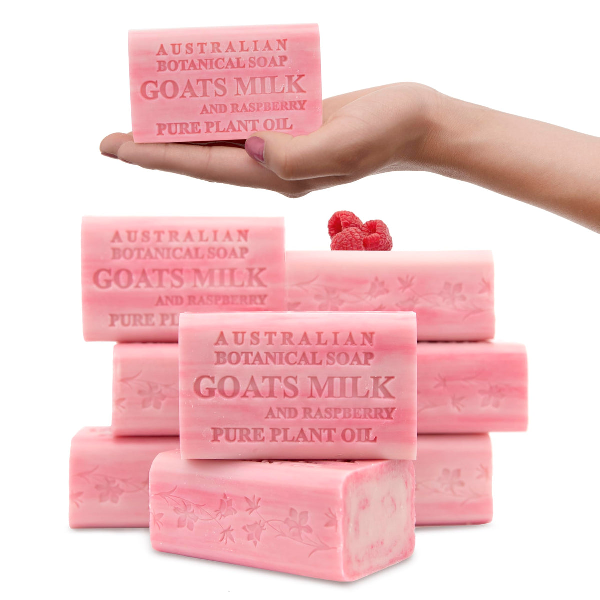 Australian Botanical Soap Goat Milk Soap Raspberry 6.6 oz bar front view