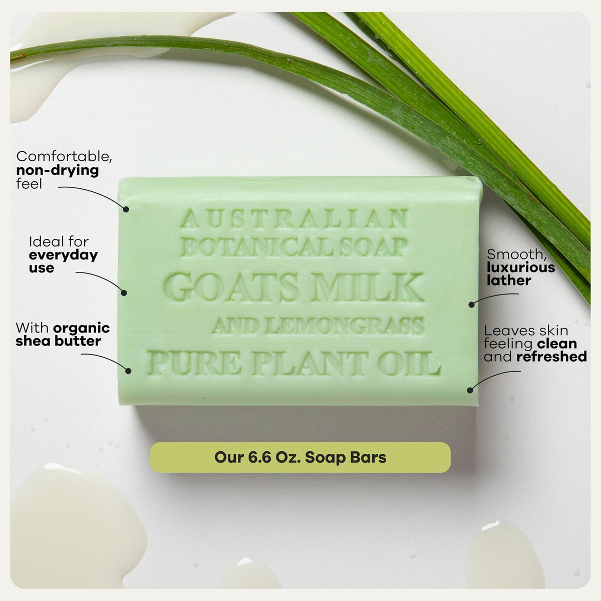 Australian Botanical Soap Goat Milk Soap with Lemongrass ingredients