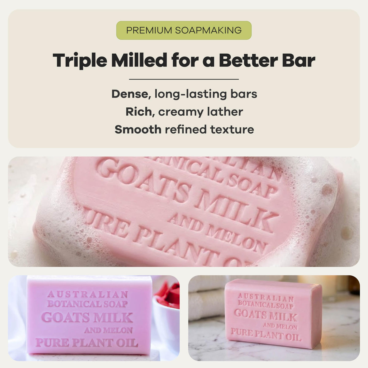 Australian Botanical Soap Goat Milk Soap with Melon lather