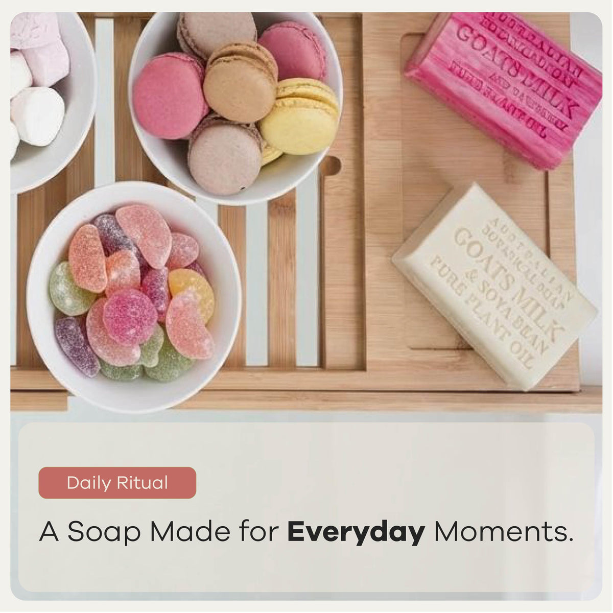 Australian Botanical Soap Raspberry Goat Milk Soap Bar lathering in hands