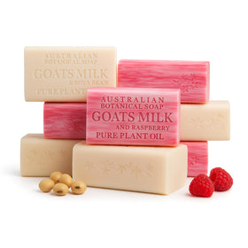 Australian Botanical Soap Raspberry Goat Milk Soap Bars pack of 8 front view