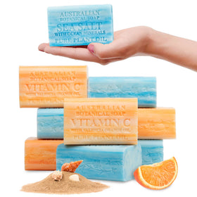 Australian Botanical Soap Valencia Orange & Sea Salt Soap Bars pack of 8 front view
