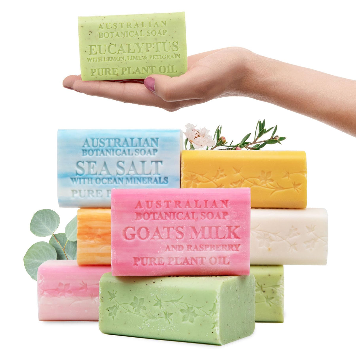 Australian Botanical Soap Variety Pack featuring 8 extra-large soap bars