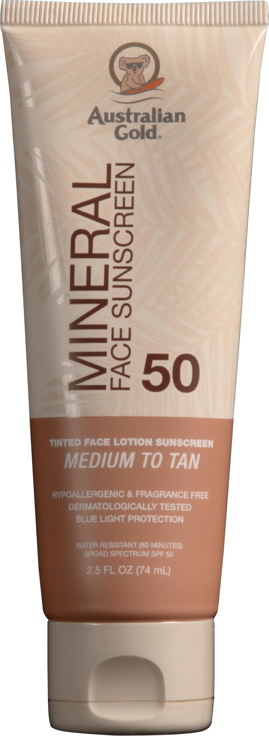 Australian Gold SPF 50 Tinted Mineral Face Sunscreen front view