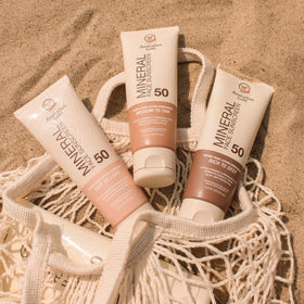 Australian Gold SPF 50 Tinted Mineral Face Sunscreen Rich-Deep with makeup