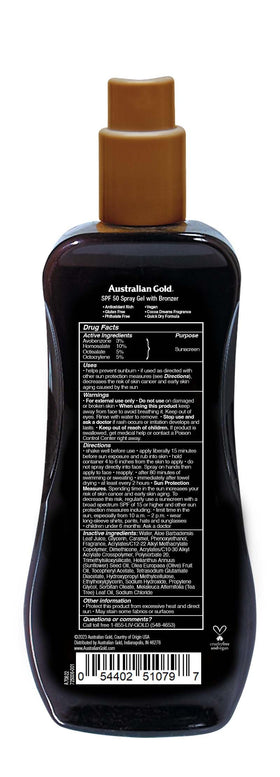 Australian Gold Spray Gel Sunscreen packaging details