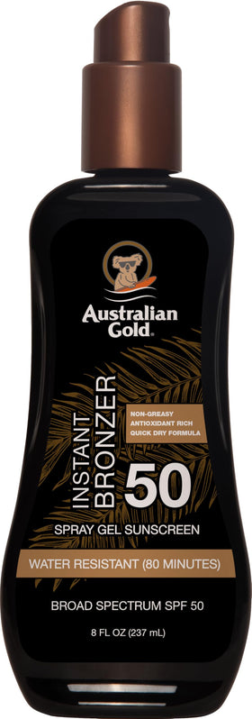 Australian Gold Spray Gel Sunscreen with Bronzer SPF 50, front view