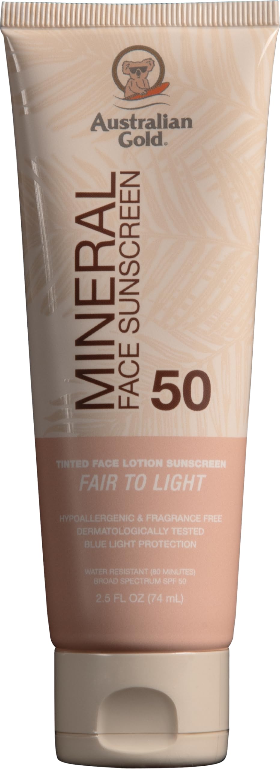 Australian Gold Tinted Mineral Face Sunscreen SPF 50 Fair-Light front view