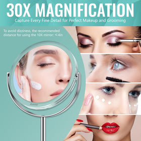 Auxmir 1X/30X Double-Sided Makeup Mirror in a bathroom setting