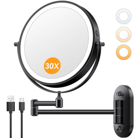 Auxmir 1X/30X Wall Mounted Makeup Mirror front view