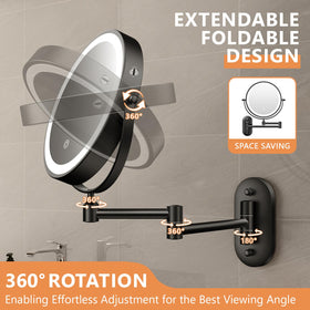 Auxmir 1X/30X Wall Mounted Makeup Mirror with warm white LED light