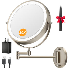 Auxmir 9-inch lighted magnifying makeup mirror front view
