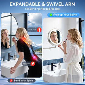 Auxmir 9-inch mirror folded flat against the wall