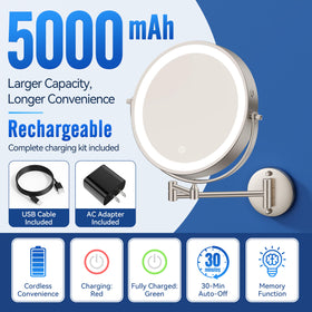 Auxmir 9-inch mirror with Type-C charging cable