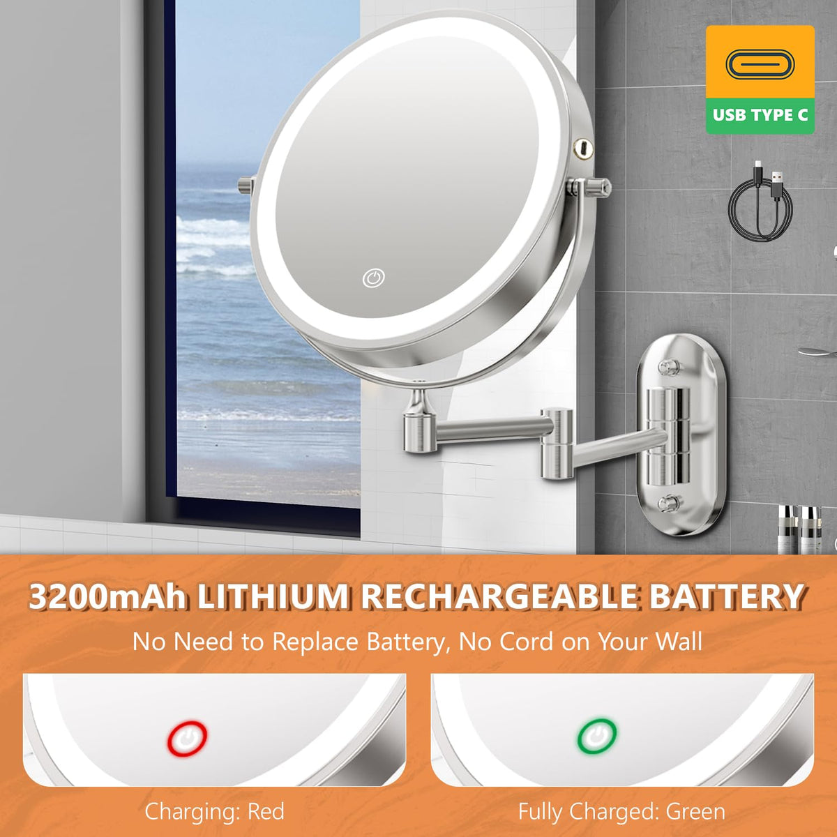 Auxmir wall mounted mirror in a bathroom setting