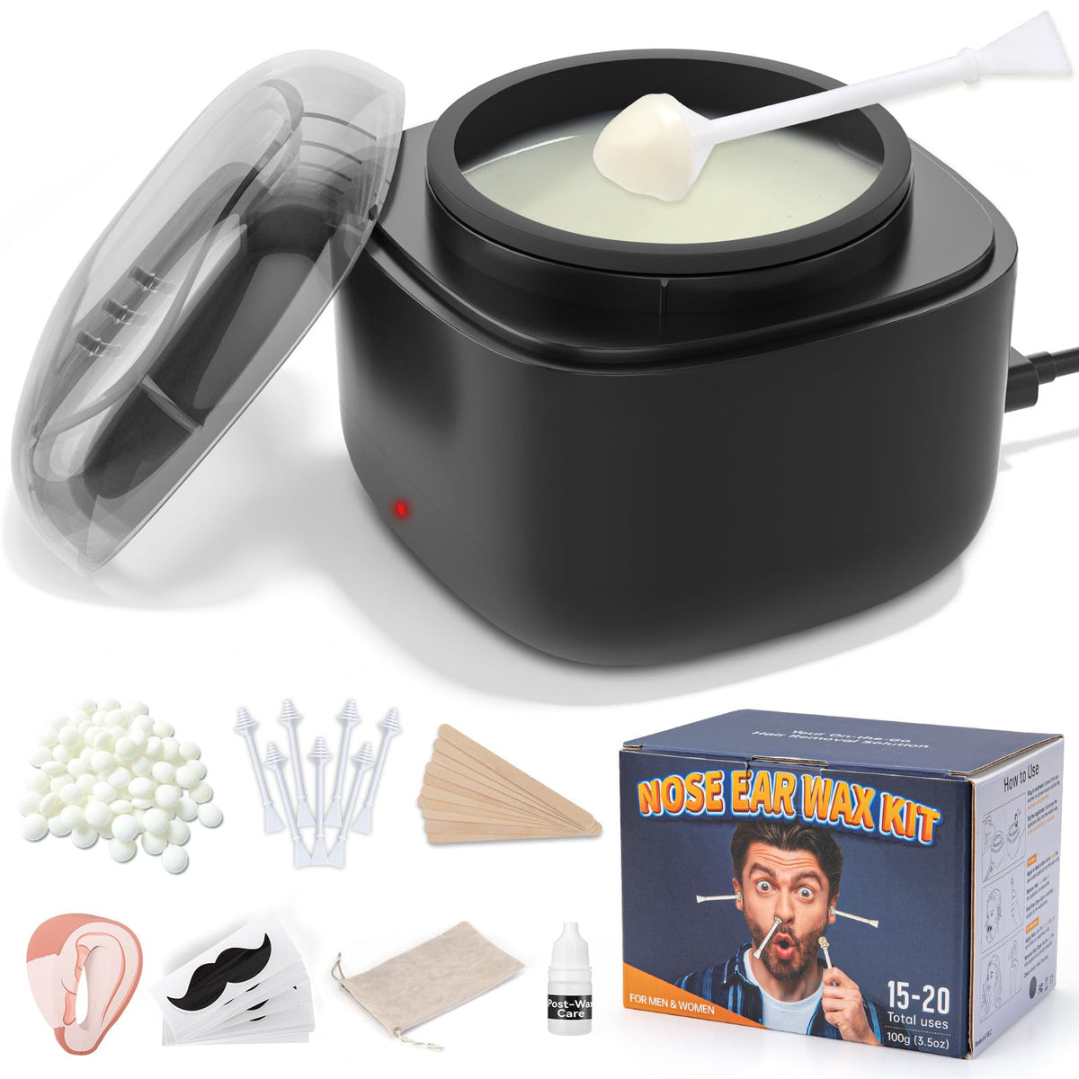 AUZEAL Nose Wax Kit front view with wax container and sticks