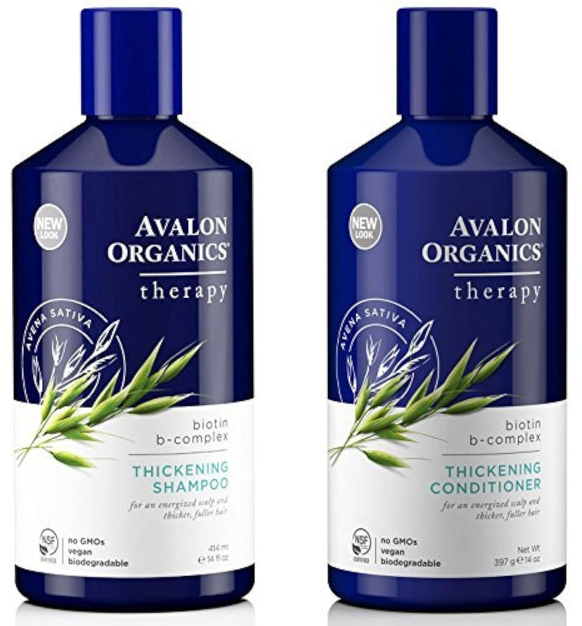 Avalon Organics Biotin B-Complex Thickening Shampoo and Conditioner set front view