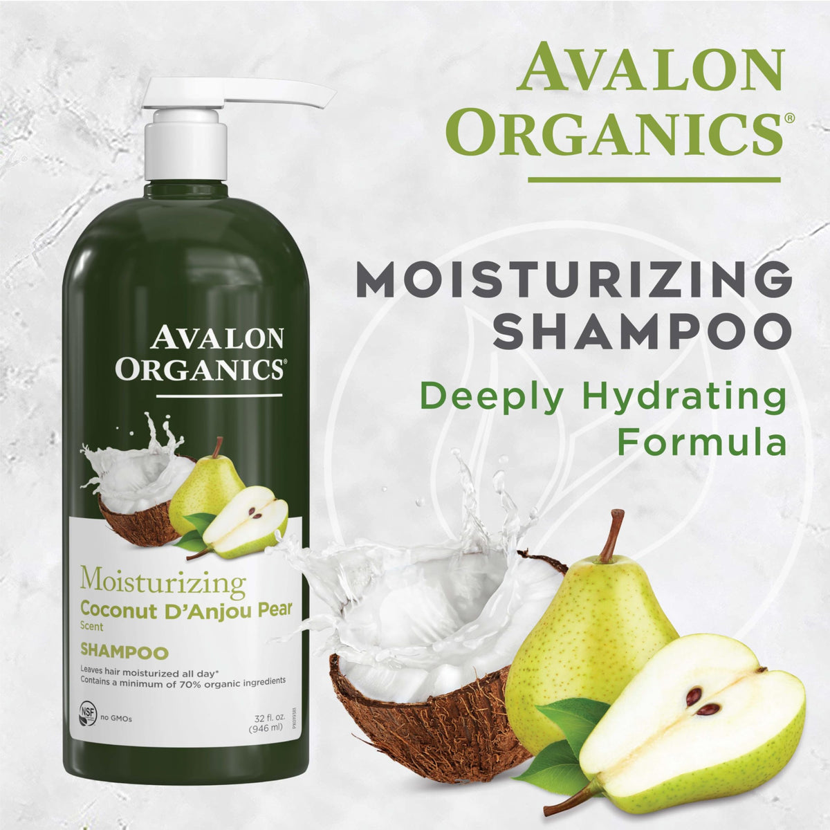 Avalon Organics Coconut Pear Shampoo 32 Fl Oz side view