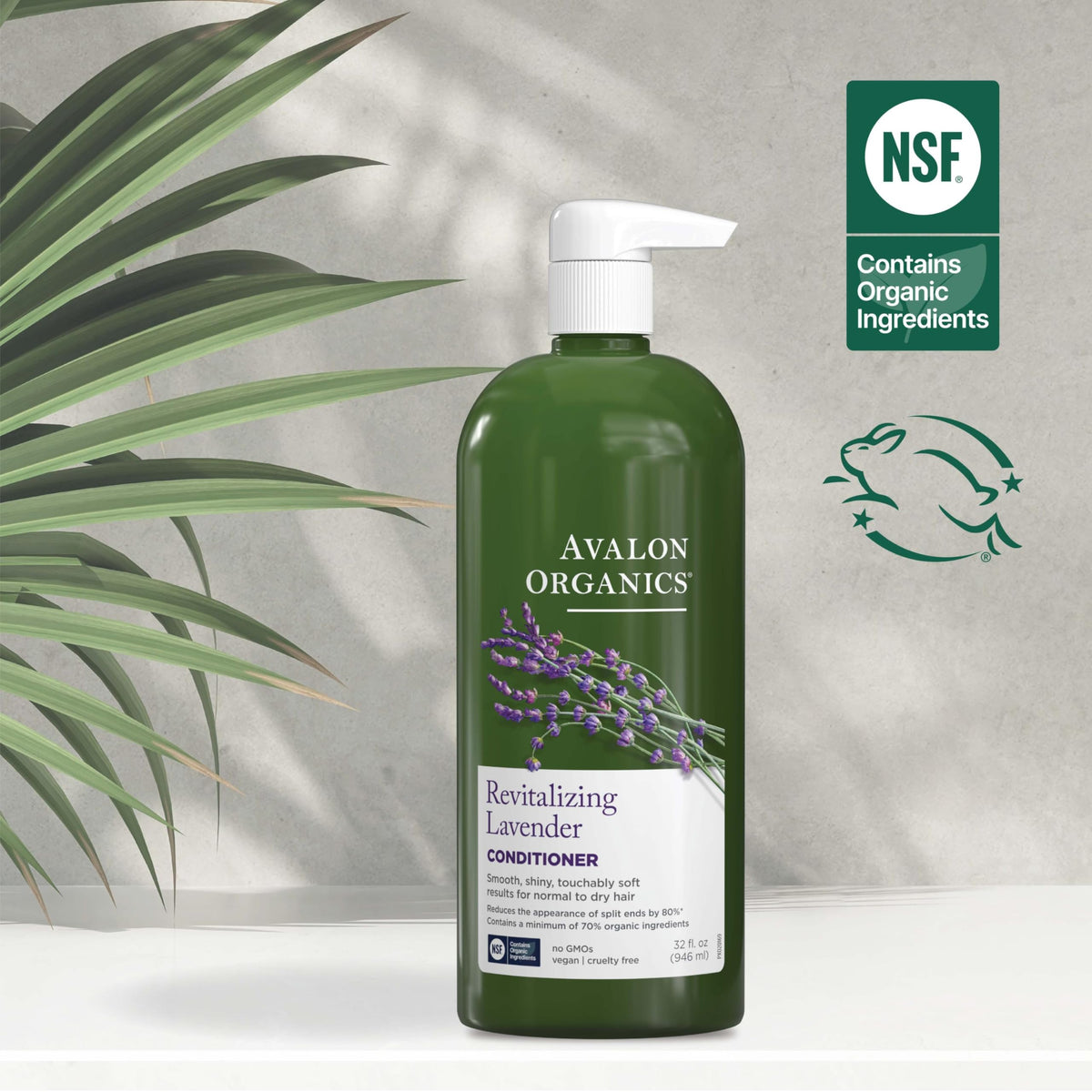 Avalon Organics Conditioner on a bathroom shelf