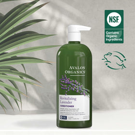 Avalon Organics Conditioner on a bathroom shelf