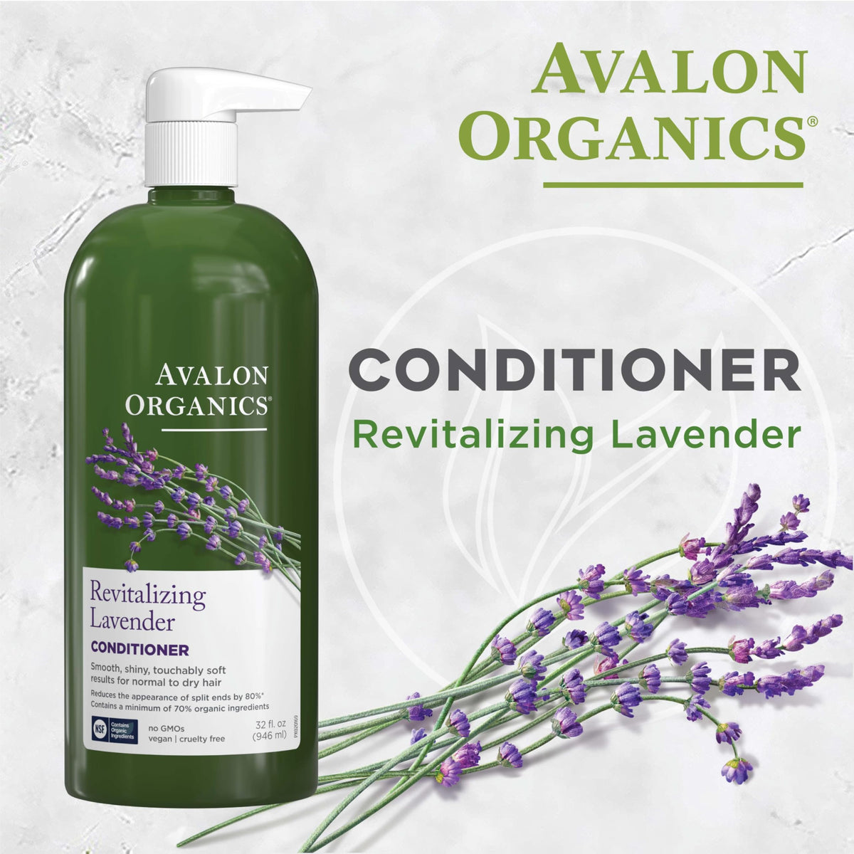 Avalon Organics Nourishing Lavender Conditioner with lavender flowers