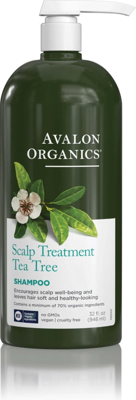 Avalon Organics Scalp Tea Tree Shampoo front view 32 fl oz