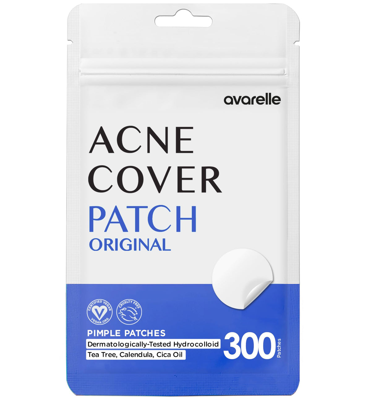 AVARELLE Hydrocolloid Acne Patches front view packaging