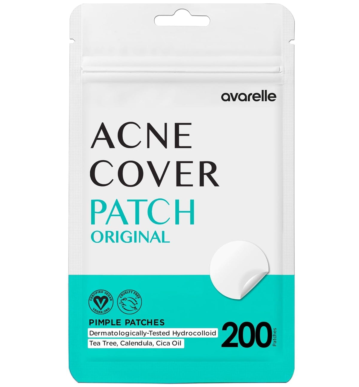 AVARELLE Hydrocolloid Pimple Patches 200 Count front view