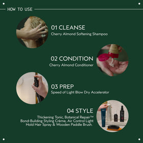 Aveda Cherry Almond Softening Shampoo in a bathroom setting