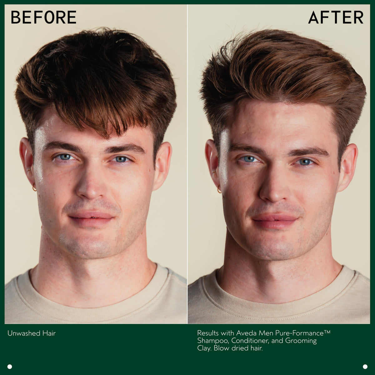 Aveda Men Pure-Formance Grooming Clay in use on styled hair