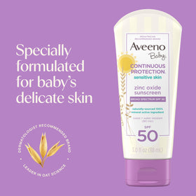 Aveeno Baby Continuous Protection SPF 50 Sunscreen side view
