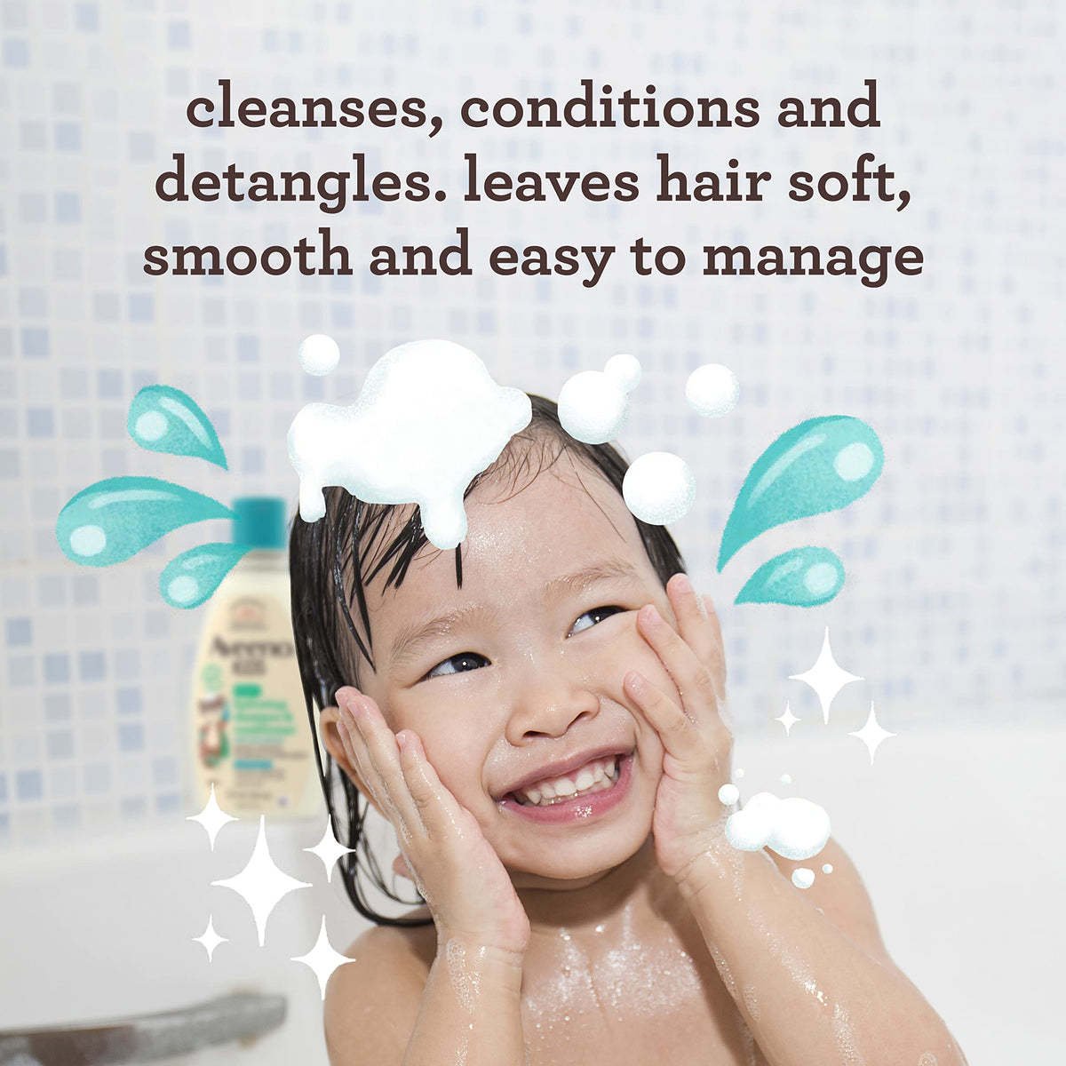 Aveeno Baby Kids 2-in-1 Shampoo & Conditioner 12 fl oz side view
