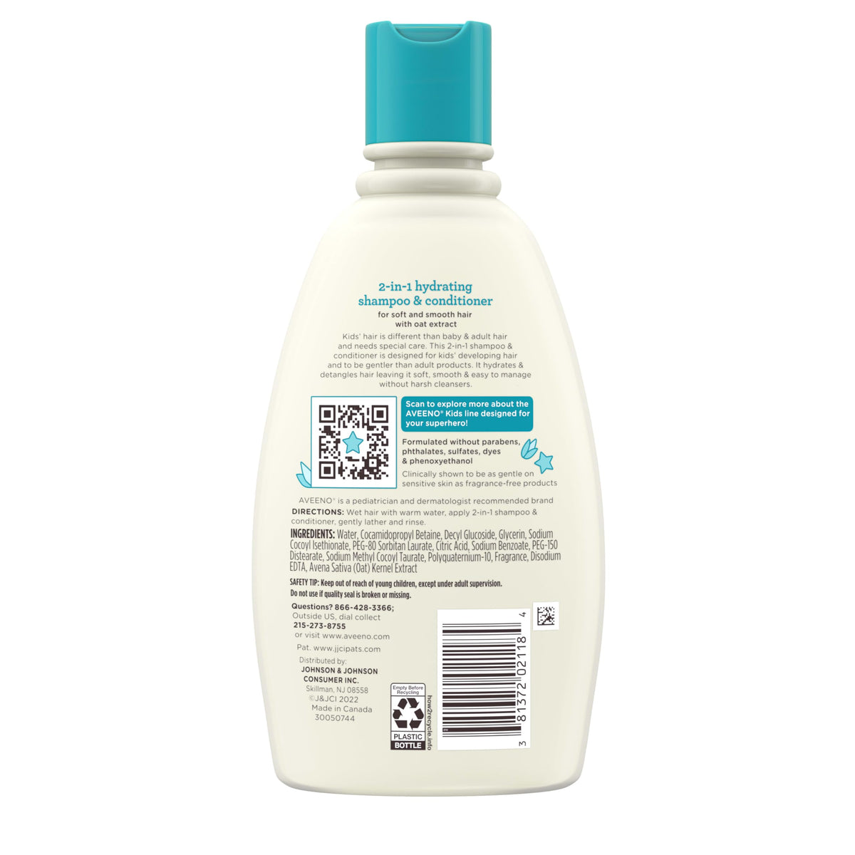 Aveeno Baby Kids 2-in-1 Shampoo & Conditioner in a bathroom setting