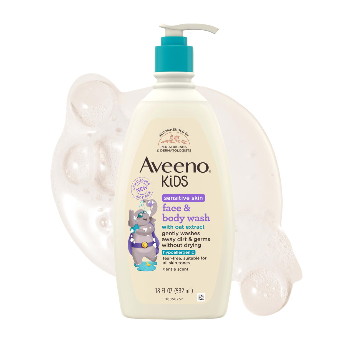Aveeno Baby Kids Face & Body Wash 18 fl oz front view
