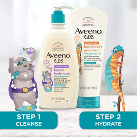 Aveeno Baby Kids Sensitive Skin Gel Cream application on skin