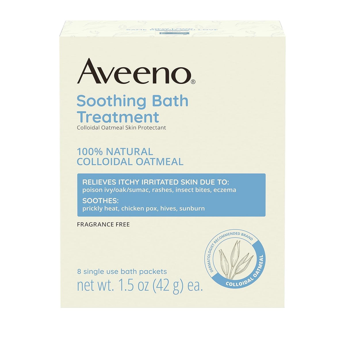 Aveeno bath being sprinkled into a bath