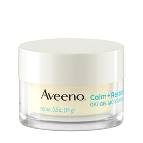 Aveeno Calm + Restore Oat Gel Facial Moisturizer packaging side view