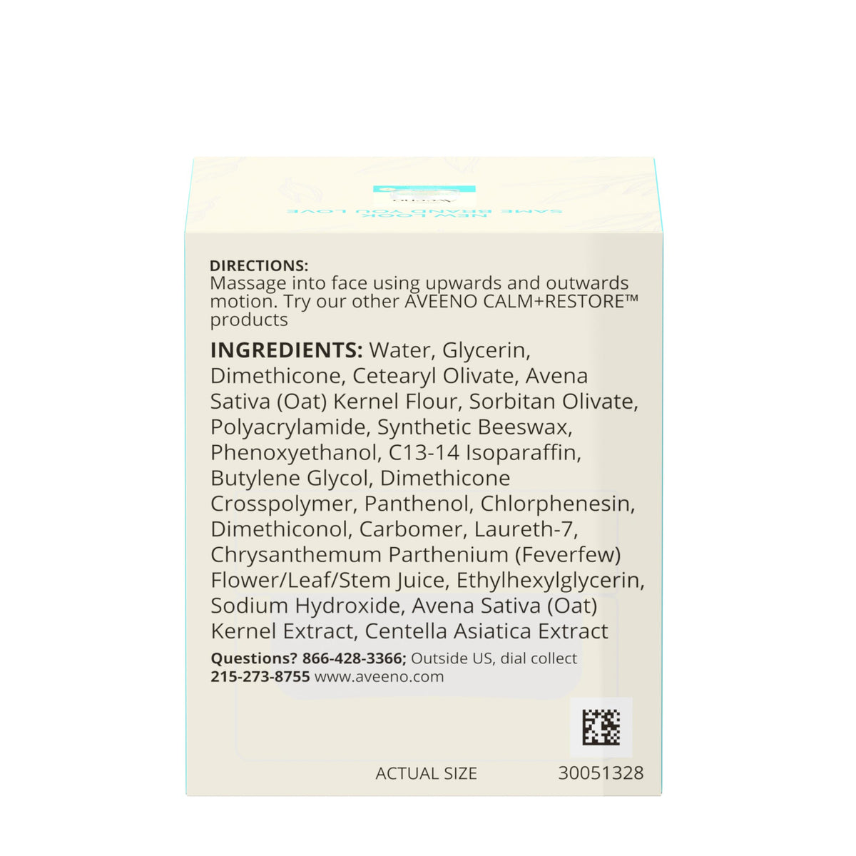 Aveeno Calm + Restore Oat Gel Facial Moisturizer with oat and feverfew ingredients