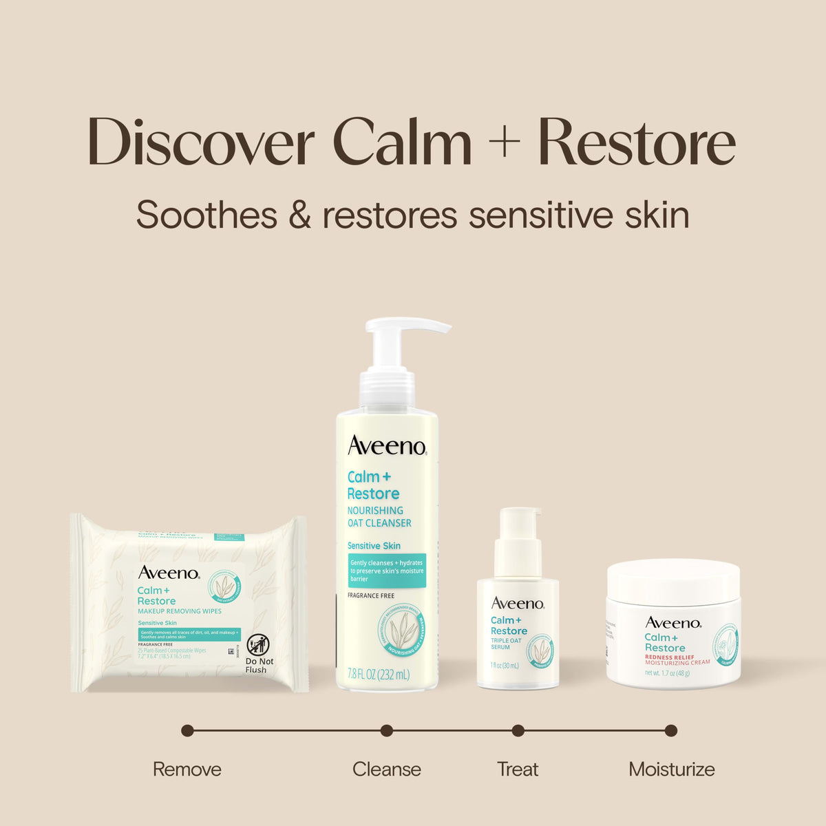 Aveeno Calm + Restore Redness Relief Cream on a bathroom counter