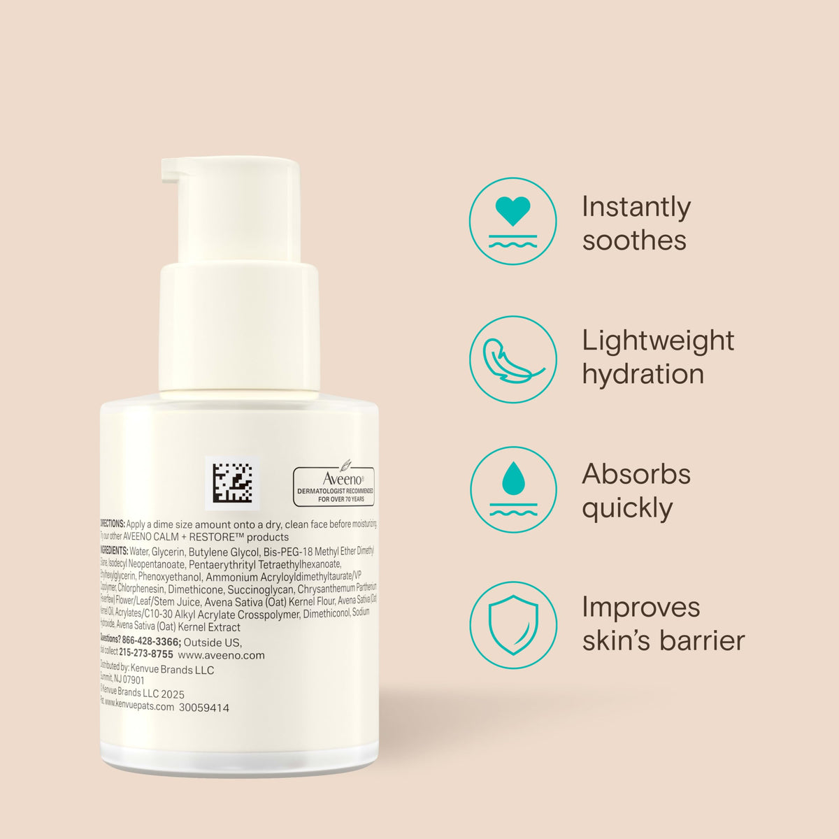 Aveeno Calm + Restore Triple Oat Face Serum with calming ingredients