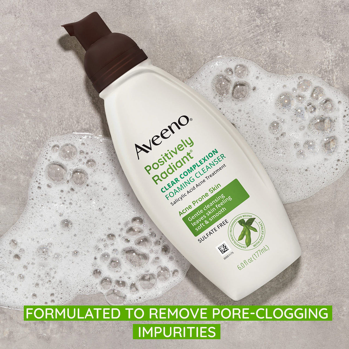 Aveeno Clear Complexion Foaming Cleanser on bathroom counter