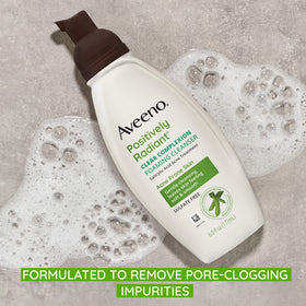 Aveeno Clear Complexion Foaming Cleanser on bathroom counter